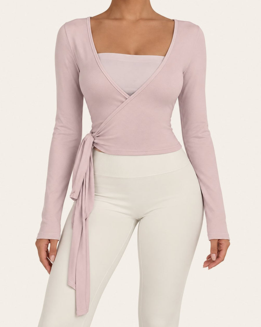 The Plié Wrap in Pink, front view