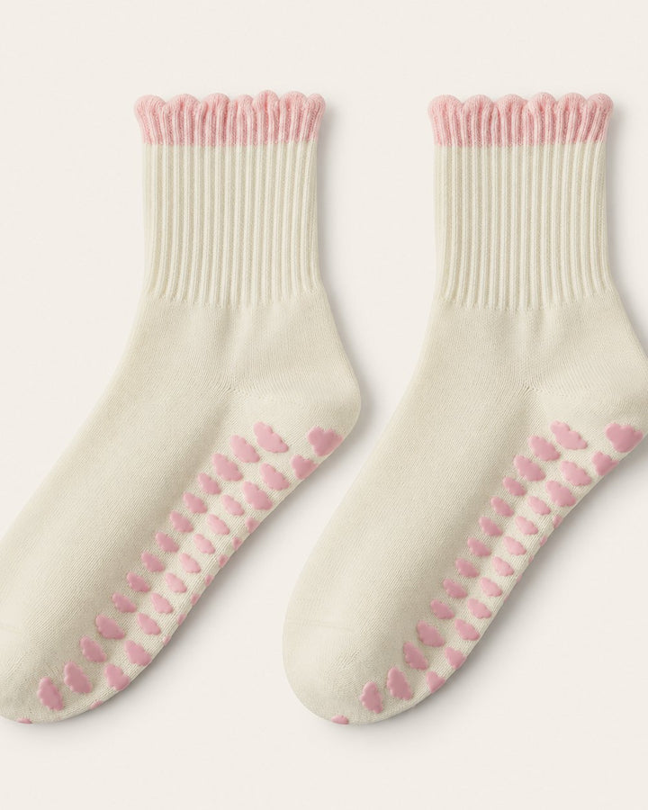 Scallop Rose Grip Socks