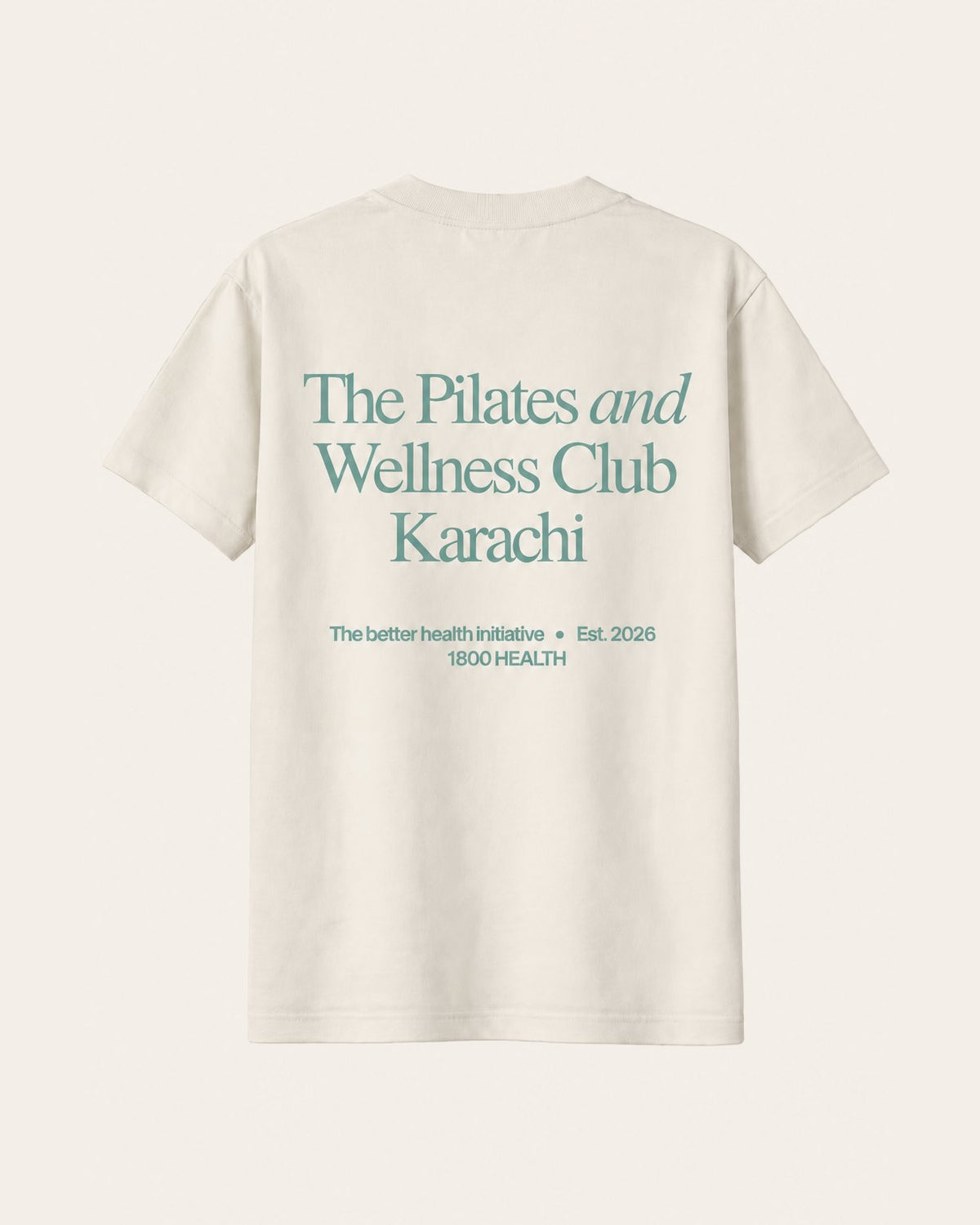 The Club Tee, back print: The Pilates and Wellness Club, Karachi