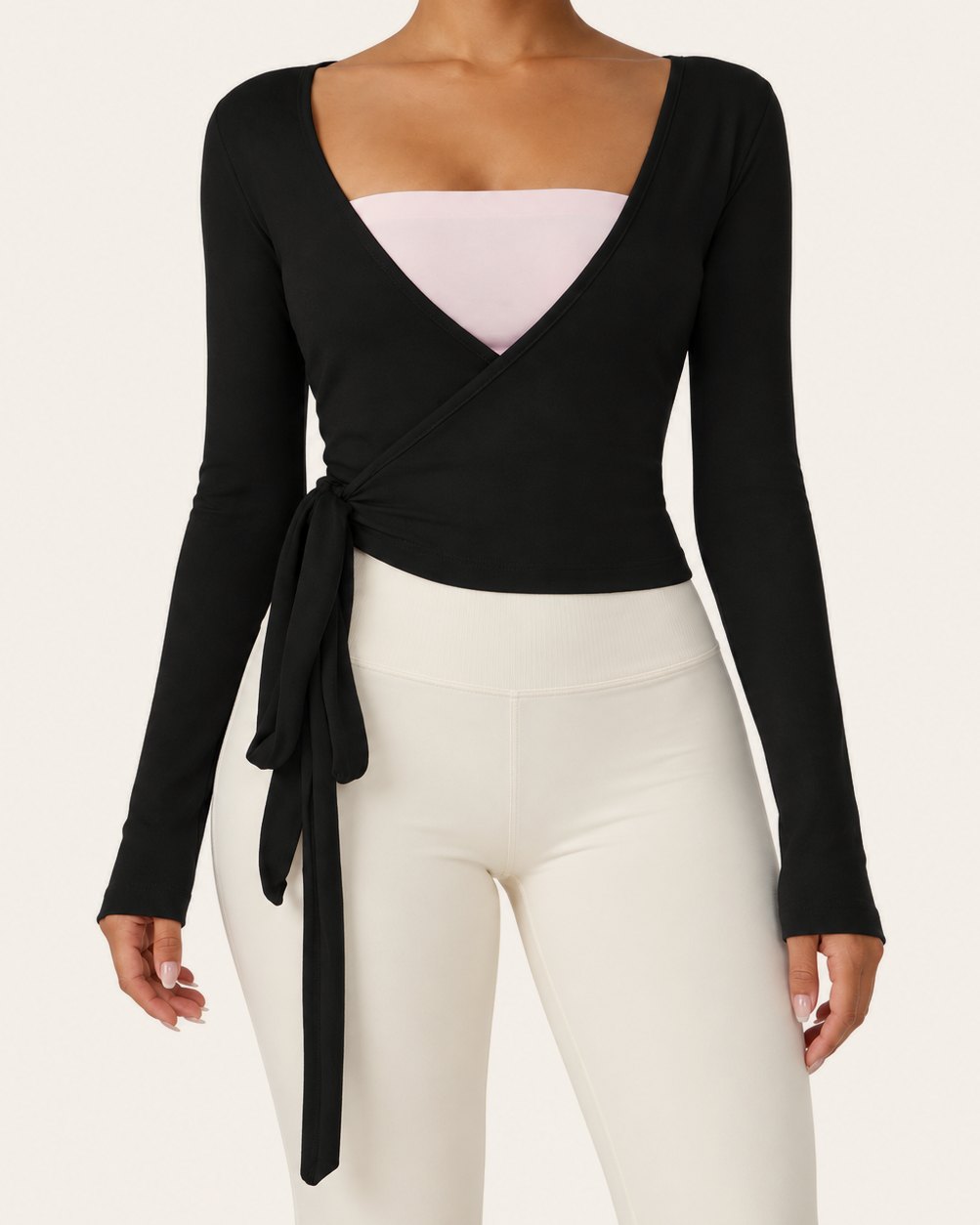The Plié Wrap in Black, front