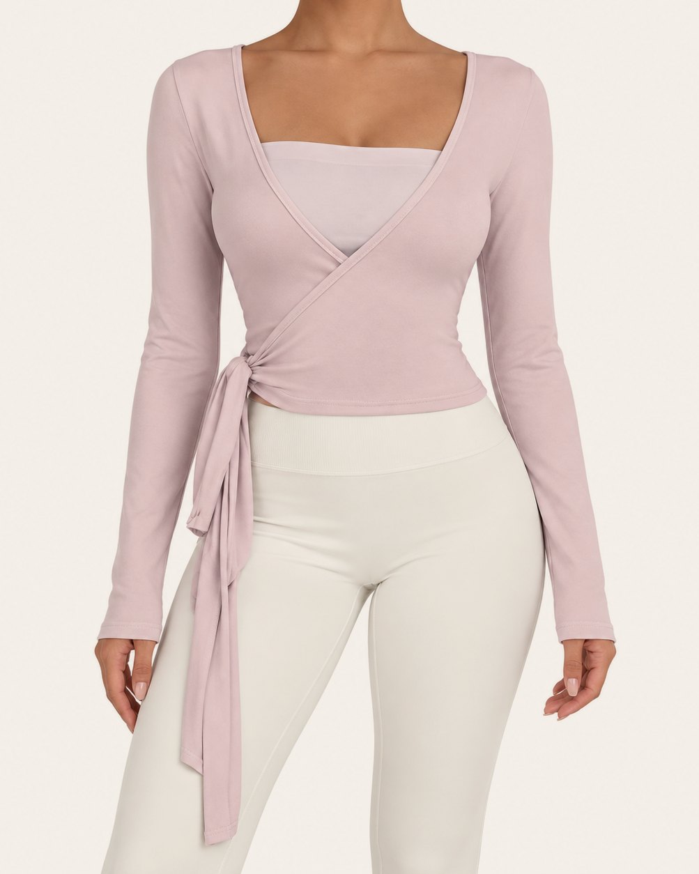 The Plié Wrap in Pink, front