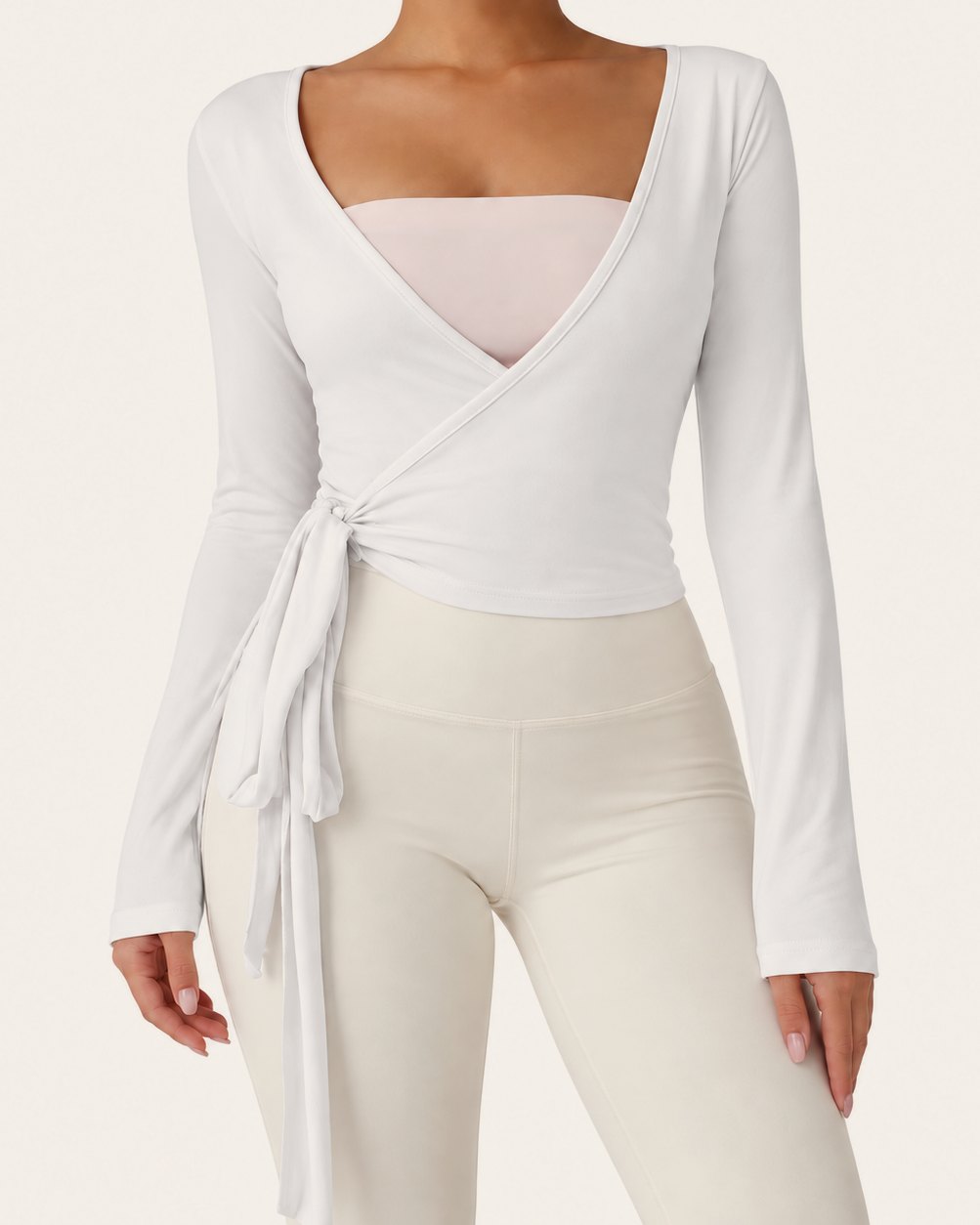 The Plié Wrap in White, front