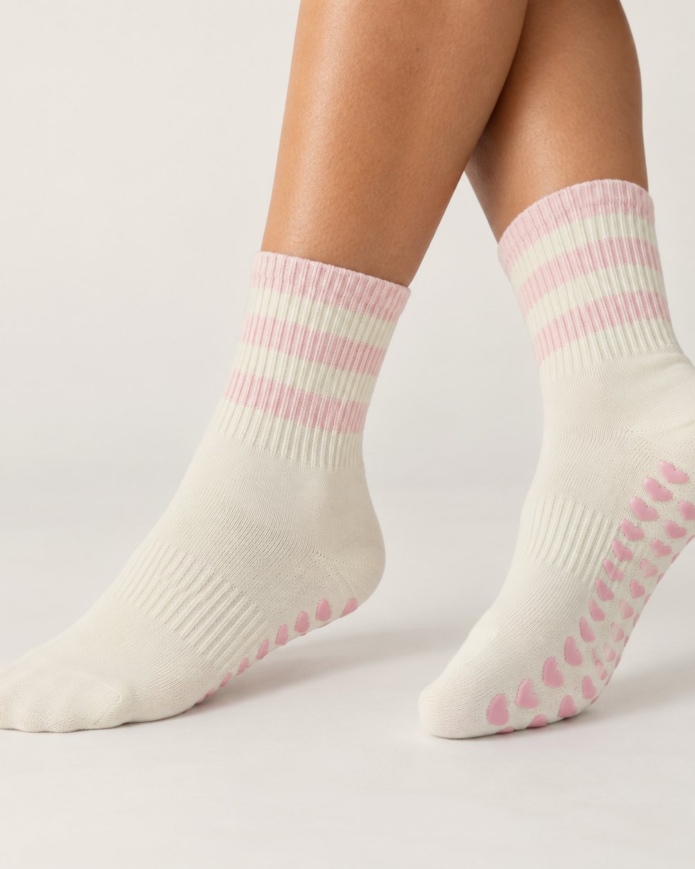 Triple Stripe Grip Socks, worn